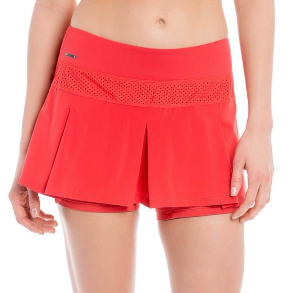 Lole Justine Skort Large Red Ruby Tennis Golf Skirt w/ shorts underneath